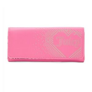 Pink Wallet Juicy Couture Lovely Day Y2K Rhinestone Heart Logo Flap Clutch NWT